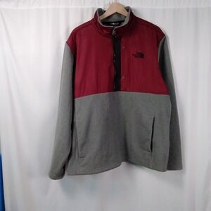 The North Face TNF Mens XL Denali 1/4 Zip Pullover Fleece Gray Maroon Pockets
